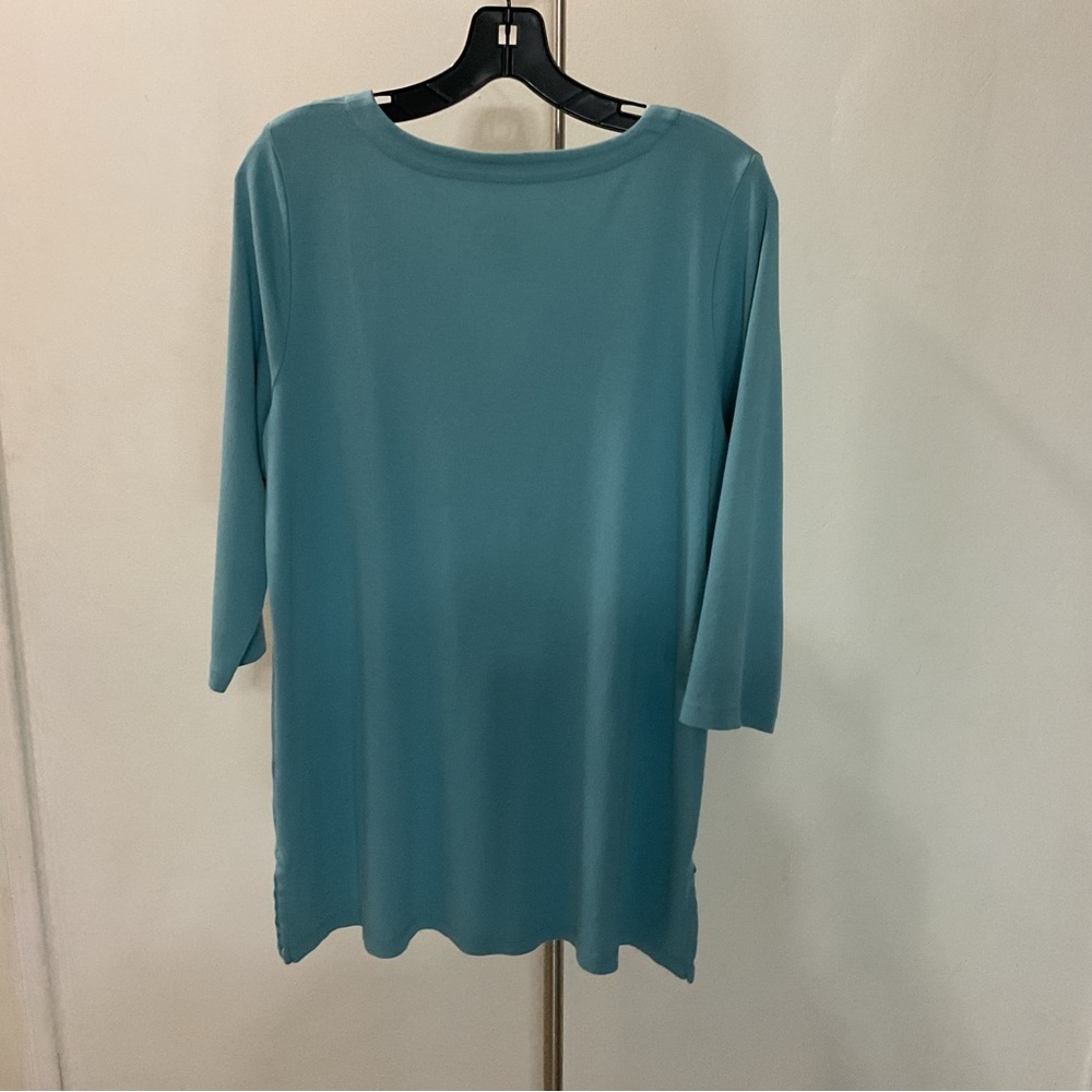 J. Jill Perfect Pima Cotton Blue 3/4 Sleeve Size L - Picture 4 of 7